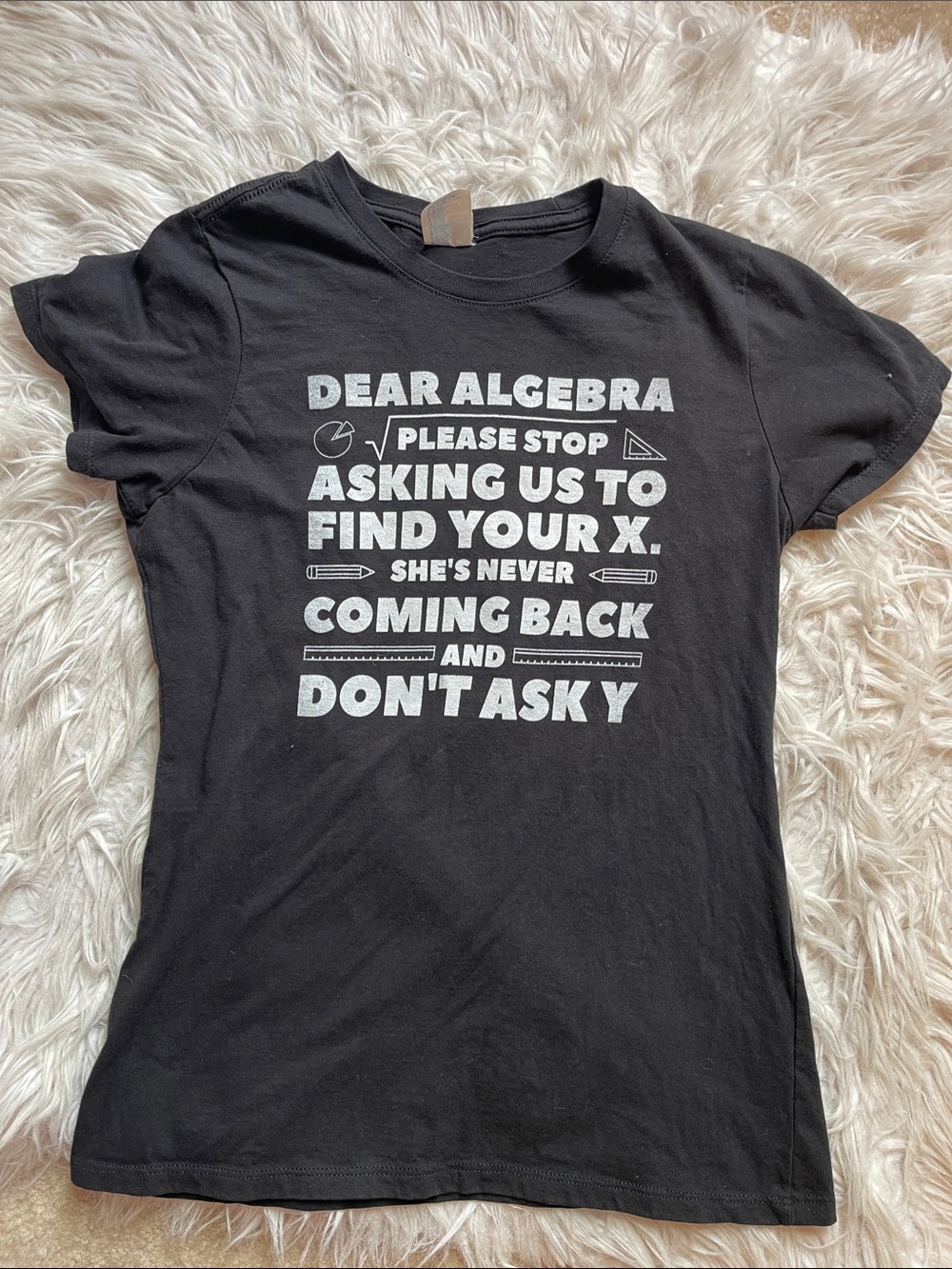 Port and Company Black Women’s Tee with White Algebra Quote